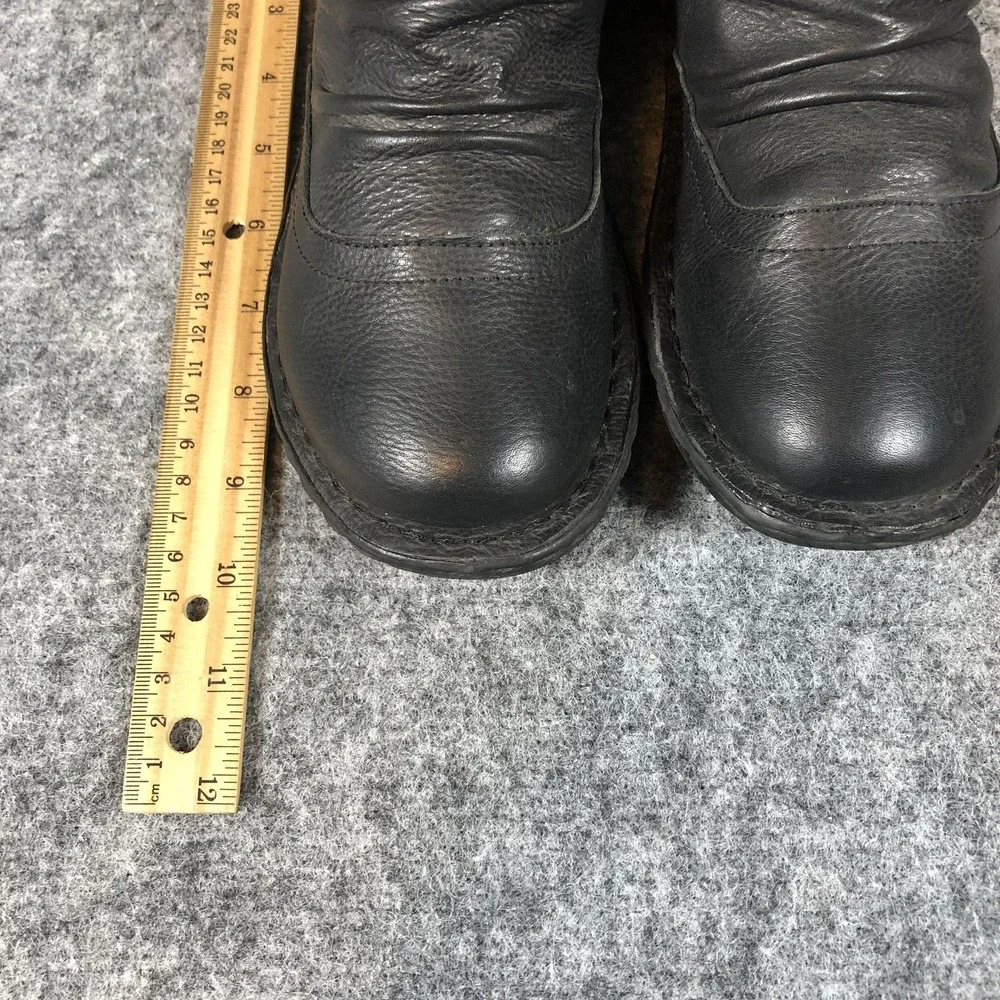 Tara M Boots Womens Size 7.5 Black Leather Ankle Faux Fur Lined Wedge Winter‎